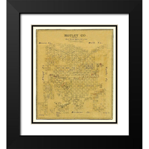 Motley County Texas - Matthews 1879  Black Modern Wood Framed Art Print with Double Matting by Matthews