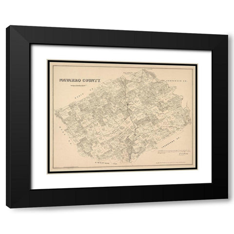 Navarro County Texas - Walsh 1880  Black Modern Wood Framed Art Print with Double Matting by Walsh