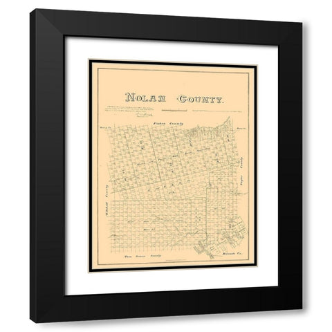 Nolan County Texas - Walsh 1880  Black Modern Wood Framed Art Print with Double Matting by Walsh