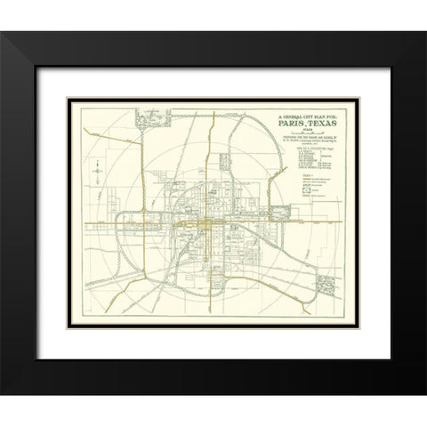 Ft. Worth Texas Plan - Dunn 1914 Black Modern Wood Framed Art Print with Double Matting by Dunn