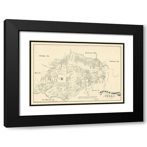 Refugio County Texas - Walsh 1879  Black Modern Wood Framed Art Print with Double Matting by Walsh