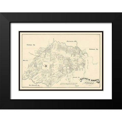 Refugio County Texas - Walsh 1879  Black Modern Wood Framed Art Print with Double Matting by Walsh