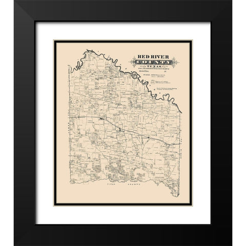 Red River County Texas -1870 Black Modern Wood Framed Art Print with Double Matting by Unknown
