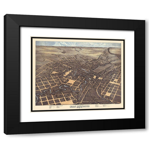 San Antonio Texas - Koch 1873  Black Modern Wood Framed Art Print with Double Matting by Koch