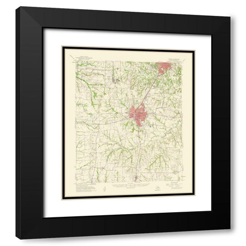 Sherman Texas Quad - USGS 1959 Black Modern Wood Framed Art Print with Double Matting by USGS