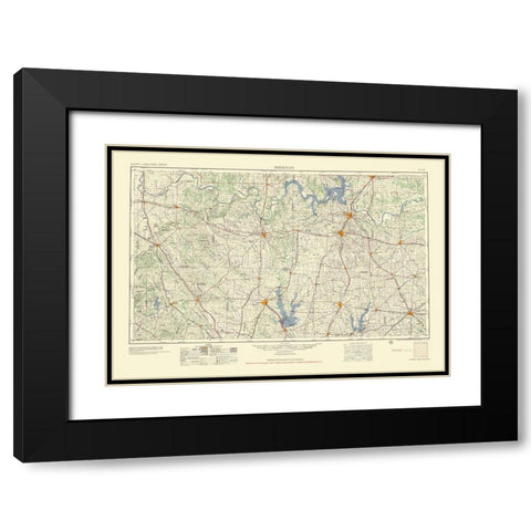 Sherman Texas Quad - USGS 1954 Black Modern Wood Framed Art Print with Double Matting by USGS