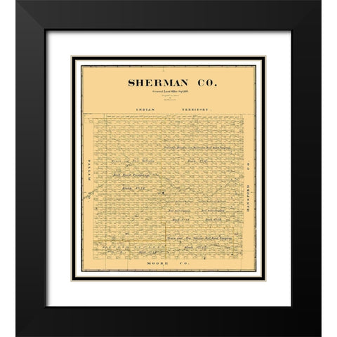Sherman County Texas - Beaumont 1889  Black Modern Wood Framed Art Print with Double Matting by Beaumont