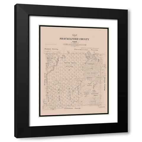 Shackelford County Texas - Walsh 1879  Black Modern Wood Framed Art Print with Double Matting by Walsh
