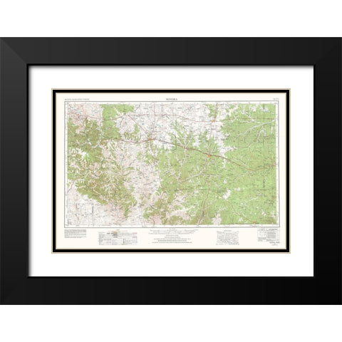 Sonora Texas Quad - USGS 1954 Black Modern Wood Framed Art Print with Double Matting by USGS