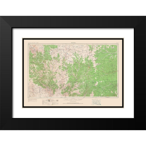 Sonora Texas Quad - USGS 1954 Black Modern Wood Framed Art Print with Double Matting by USGS