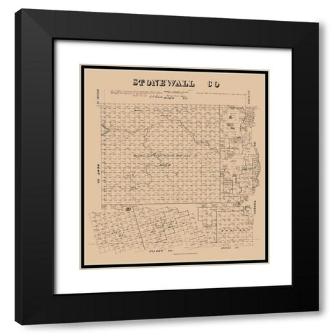Stonewall County Texas - Walsh 1880  Black Modern Wood Framed Art Print with Double Matting by Walsh