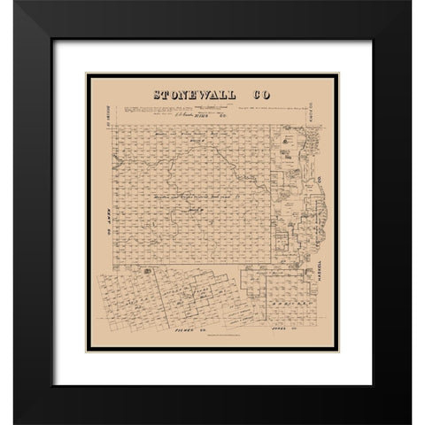 Stonewall County Texas - Walsh 1880  Black Modern Wood Framed Art Print with Double Matting by Walsh