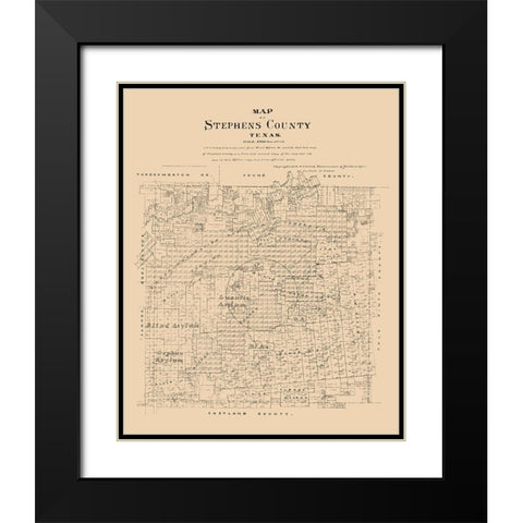 Stephens County Texas - Walsh 1879  Black Modern Wood Framed Art Print with Double Matting by Walsh
