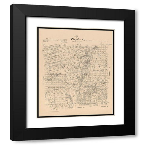 Taylor County Texas - Walsh 1879  Black Modern Wood Framed Art Print with Double Matting by Walsh