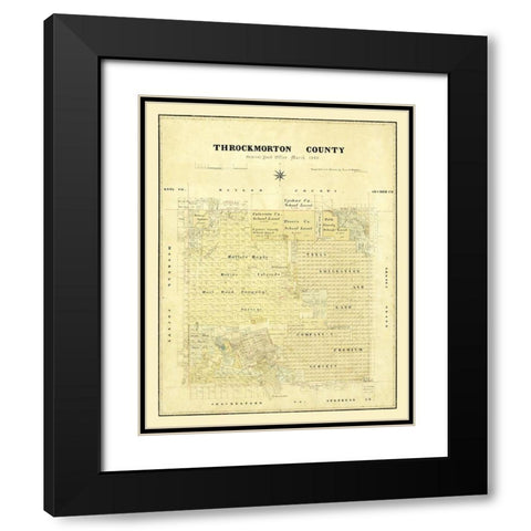 Throckmorton County Texas - Matthews 1880  Black Modern Wood Framed Art Print with Double Matting by Matthews