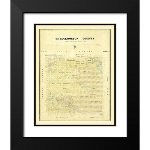 Throckmorton County Texas - Matthews 1880  Black Modern Wood Framed Art Print with Double Matting by Matthews