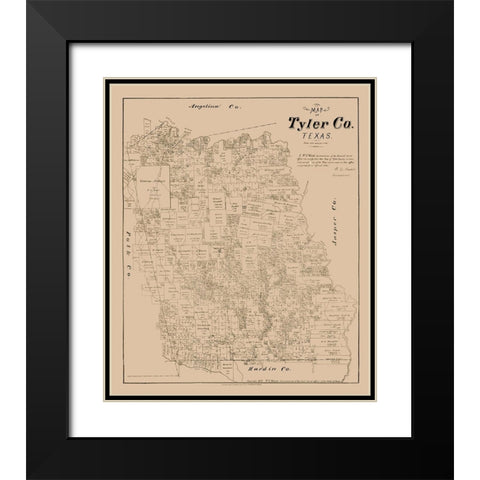 Tyler County Texas - Walsh 1879  Black Modern Wood Framed Art Print with Double Matting by Walsh