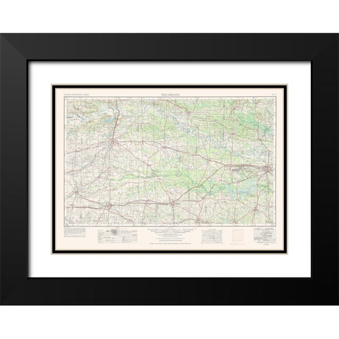 Texarkana Texas Quad - USGS 1953 Black Modern Wood Framed Art Print with Double Matting by USGS