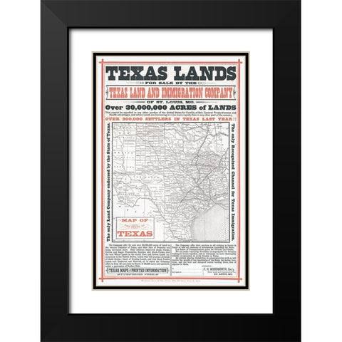Texas Lands Sale - Woodworth  Black Modern Wood Framed Art Print with Double Matting by Woodward