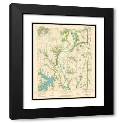 Thackerville Texas Oklahoma Quad - USGS 1968 Black Modern Wood Framed Art Print with Double Matting by USGS