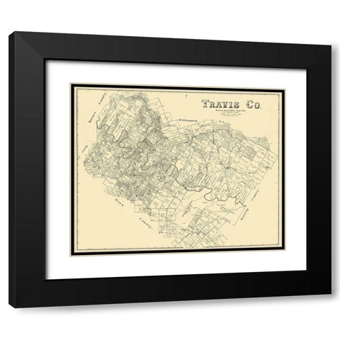 Travis Texas Landowner - Land Office 1894 Black Modern Wood Framed Art Print with Double Matting by Land Office