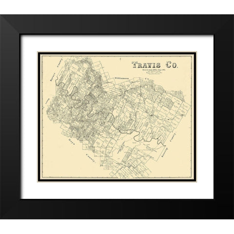 Travis Texas Landowner - Land Office 1894 Black Modern Wood Framed Art Print with Double Matting by Land Office
