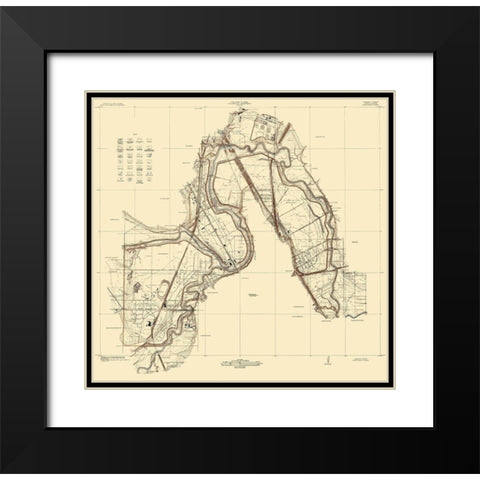 Trinity River Texas Sheet - USGS 1915 Black Modern Wood Framed Art Print with Double Matting by USGS