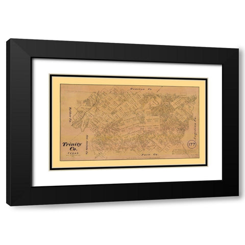 Trinity County Texas - Walsh 1879  Black Modern Wood Framed Art Print with Double Matting by Walsh