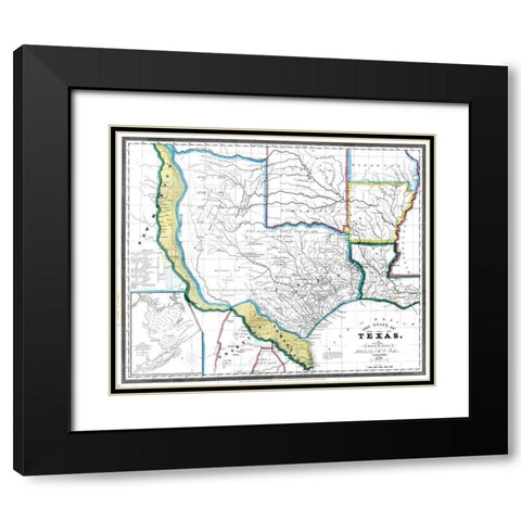 Texas - David Burr 1845 Black Modern Wood Framed Art Print with Double Matting by David Burr
