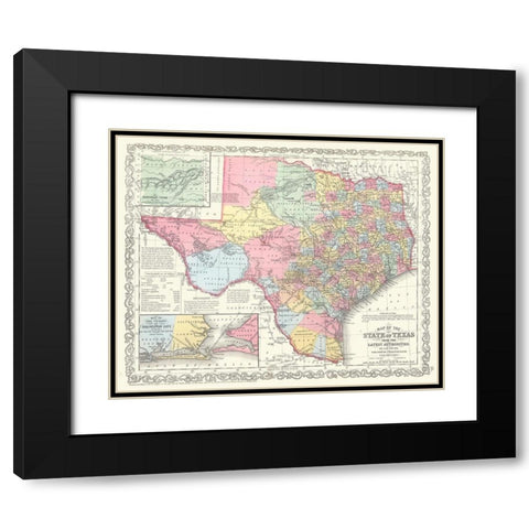 State of Texas - Young 1850 Black Modern Wood Framed Art Print with Double Matting by Young
