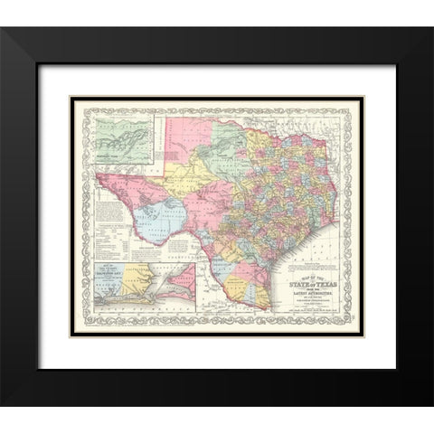 State of Texas - Young 1850 Black Modern Wood Framed Art Print with Double Matting by Young