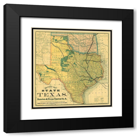 Texas Revised - Rand McNally 1876  Black Modern Wood Framed Art Print with Double Matting by Rand McNally