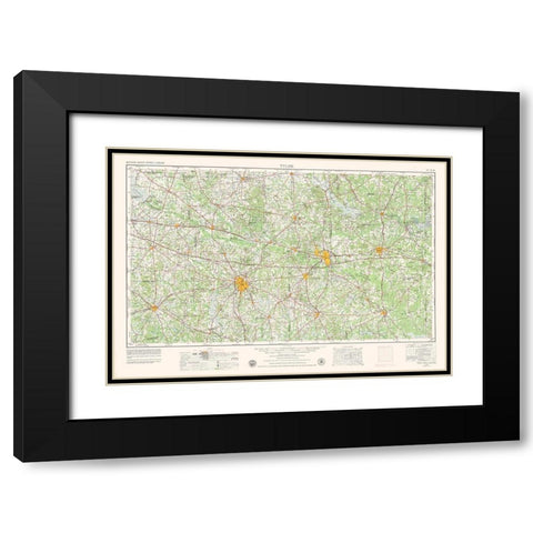 Tyler Texas Quad - USGS 1956 Black Modern Wood Framed Art Print with Double Matting by USGS