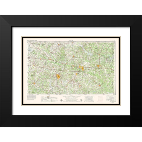 Tyler Texas Quad - USGS 1956 Black Modern Wood Framed Art Print with Double Matting by USGS