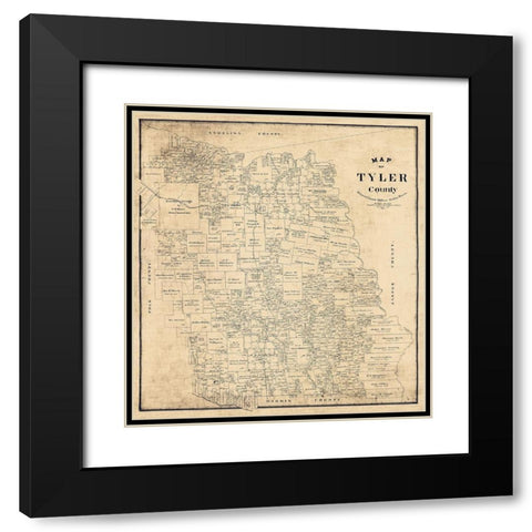 Tyler County Texas - Rowe 1897  Black Modern Wood Framed Art Print with Double Matting by Rowe