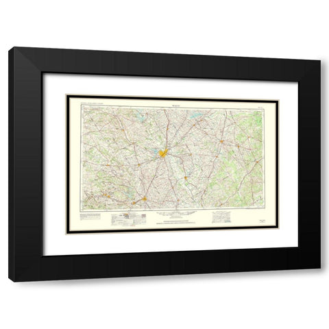 Waco Texas Quad - USGS 1964 Black Modern Wood Framed Art Print with Double Matting by USGS