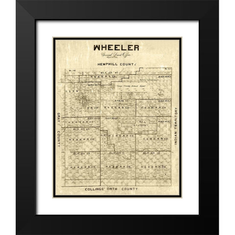 Wheeler County Texas -1887 Black Modern Wood Framed Art Print with Double Matting by Unknown