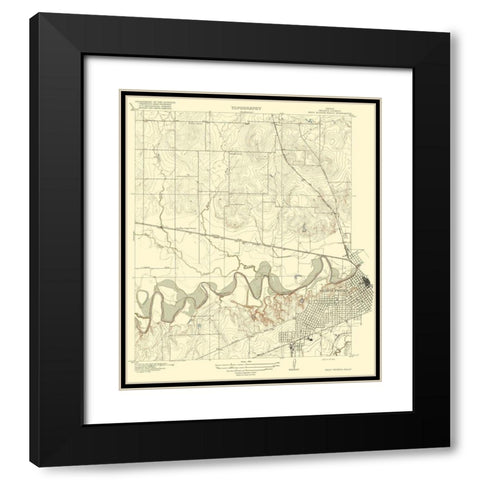 Wichita Falls West Texas Quad - USGS 1918 Black Modern Wood Framed Art Print with Double Matting by USGS