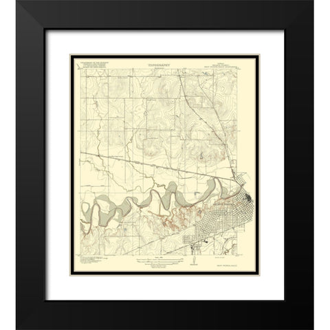 Wichita Falls West Texas Quad - USGS 1918 Black Modern Wood Framed Art Print with Double Matting by USGS