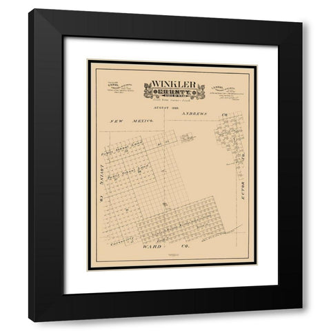 Winkler County Texas - Hall 1889  Black Modern Wood Framed Art Print with Double Matting by Hall