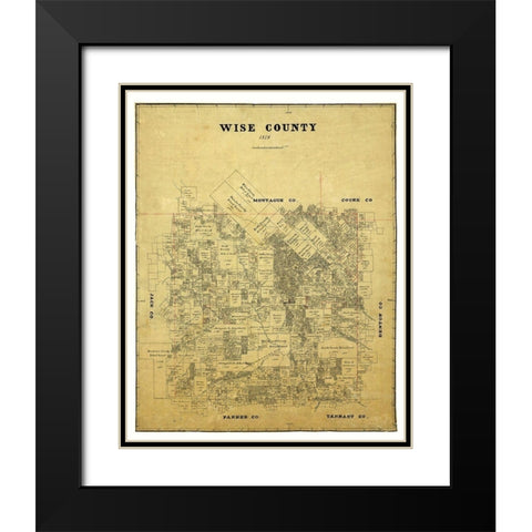 Wise County Texas -1878 Black Modern Wood Framed Art Print with Double Matting by Unknown