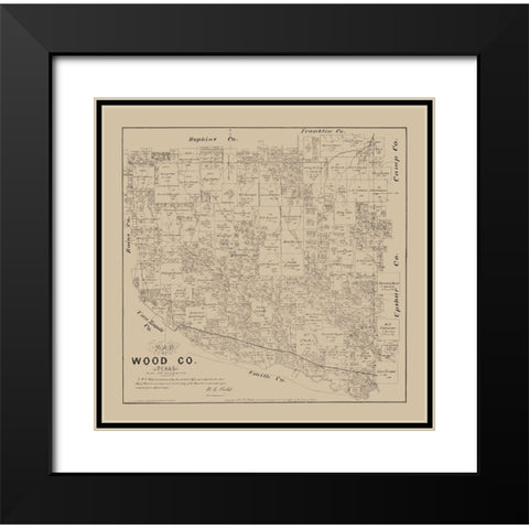 Wood County Texas- Walsh 1879  Black Modern Wood Framed Art Print with Double Matting by Walsh