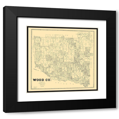 Wood County Texas - Pressler 1895  Black Modern Wood Framed Art Print with Double Matting by Pressler