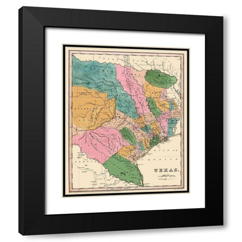Texas - Bradford 1833 Black Modern Wood Framed Art Print with Double Matting by Bradford