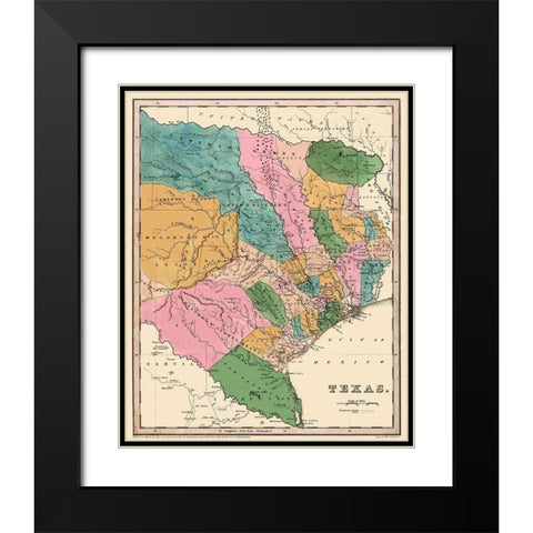 Texas - Bradford 1833 Black Modern Wood Framed Art Print with Double Matting by Bradford