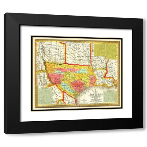Texas - Young 1836 Black Modern Wood Framed Art Print with Double Matting by Young