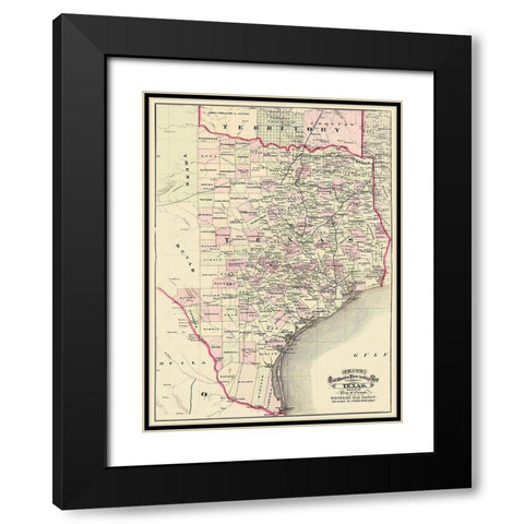Texas - Cram 1875 Black Modern Wood Framed Art Print with Double Matting by Cram