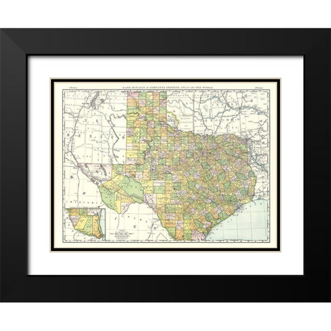 Texas - Rand McNally 1897 Black Modern Wood Framed Art Print with Double Matting by Rand McNally