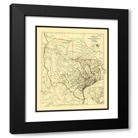 Republic of Texas - Arrowsmith 1841 Black Modern Wood Framed Art Print with Double Matting by Arrowsmith