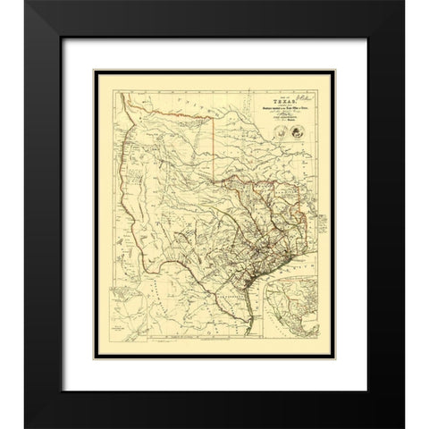 Republic of Texas - Arrowsmith 1841 Black Modern Wood Framed Art Print with Double Matting by Arrowsmith